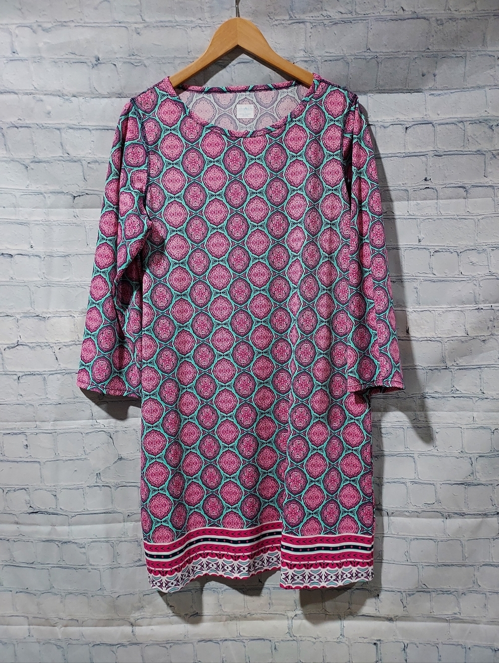 Cabana Life Monaco pink Long Tunic Dress Swim Cover Up Size XL Modest